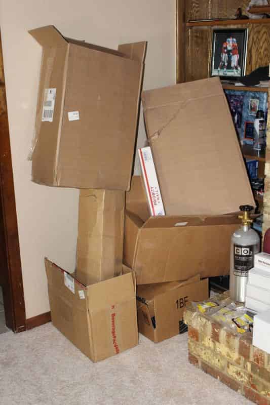 An assortment of boxes from shipments.