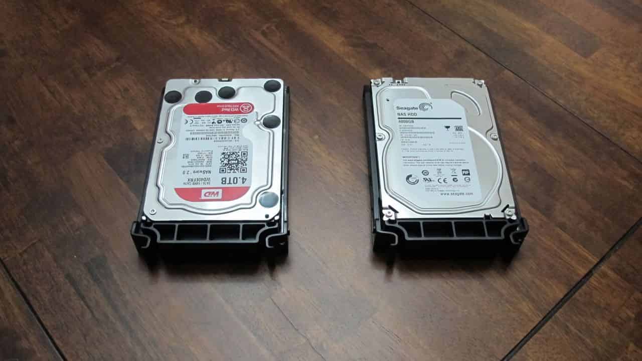 Two HDDs installed in their trays
