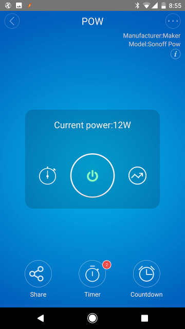 eWeLink: Pow Device Screen w/ Current Power Consumption