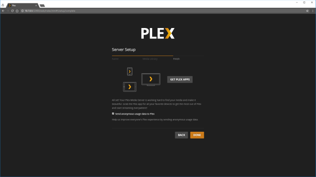 Completing Plex Server Setup