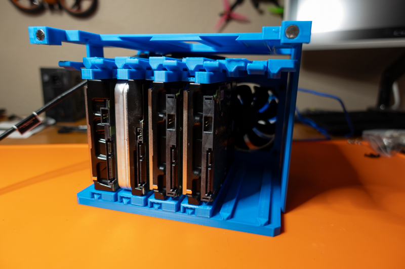 Hard drives installed in drive cage #2.